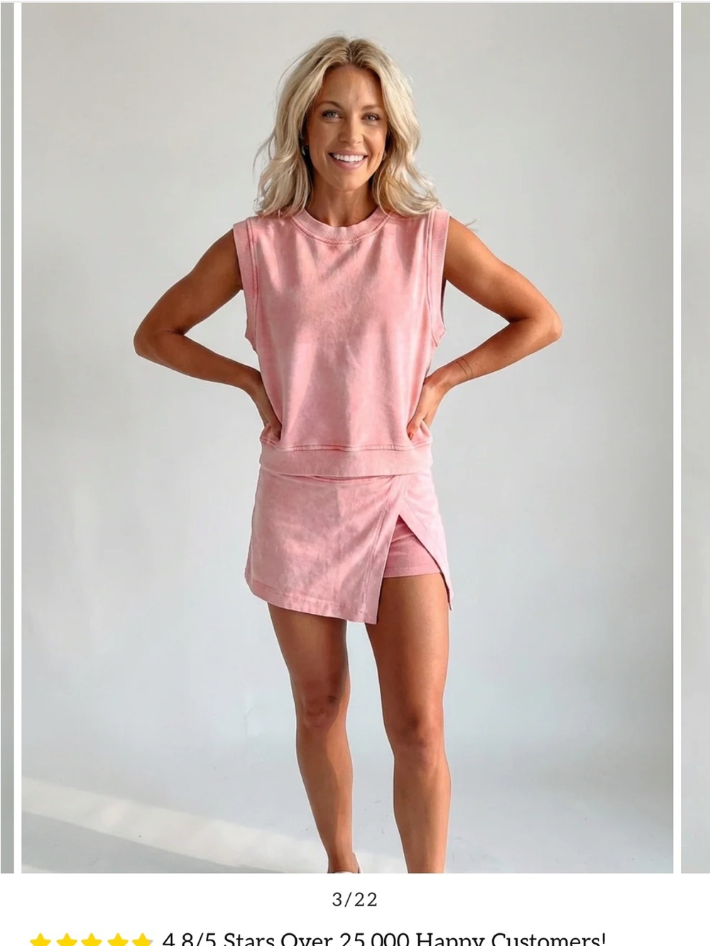 Sleeveless Pink Two-Piece Skirt Set with Wrap Skirt